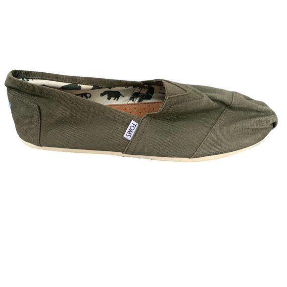 TOMS Men's Alpargata Cotton Canvas Classic Slip On in Olive Green Size 12 - Picture 6 of 11